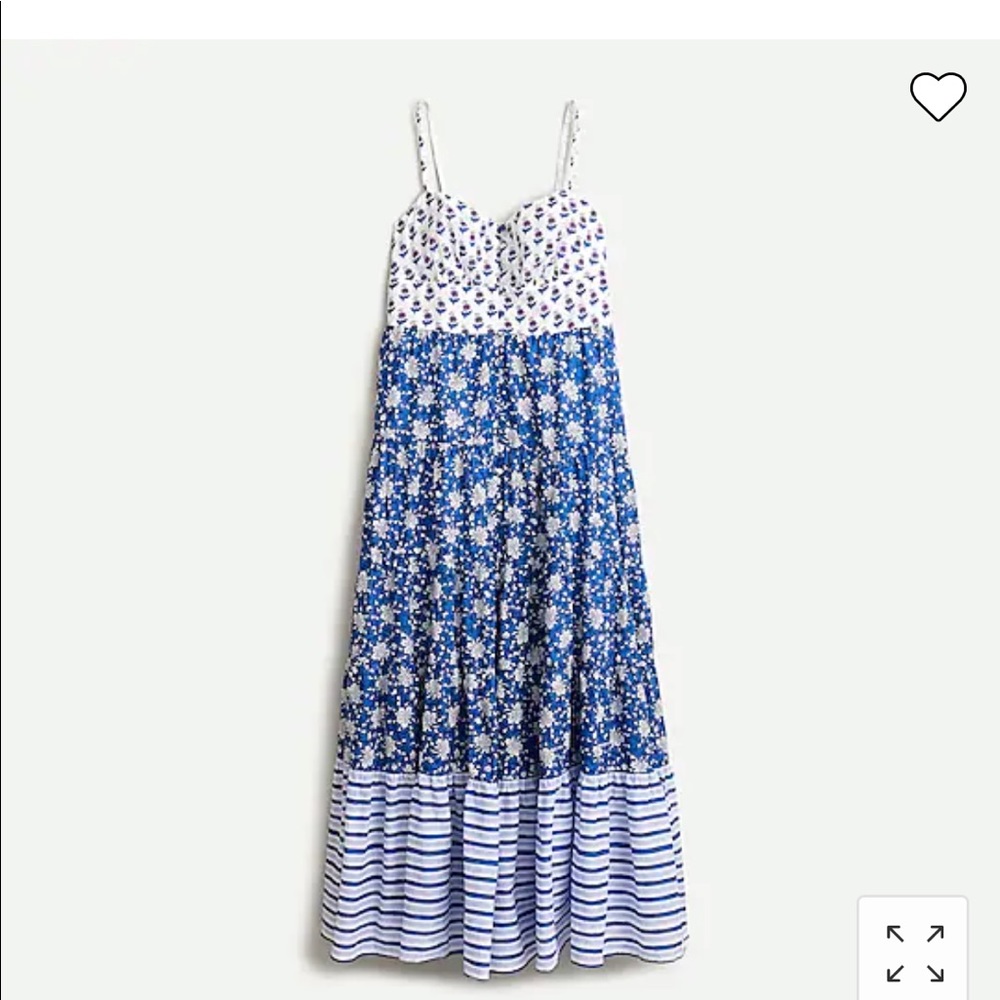 J Crew- Button-front maxi dress in mixed block prints